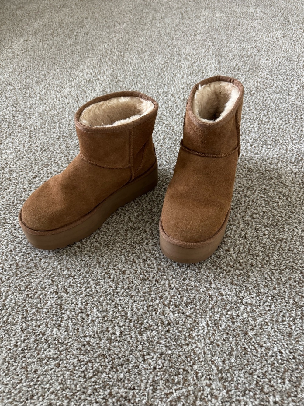 Platform Uggs Suede Platform Cozy Ankle Boots - Brown